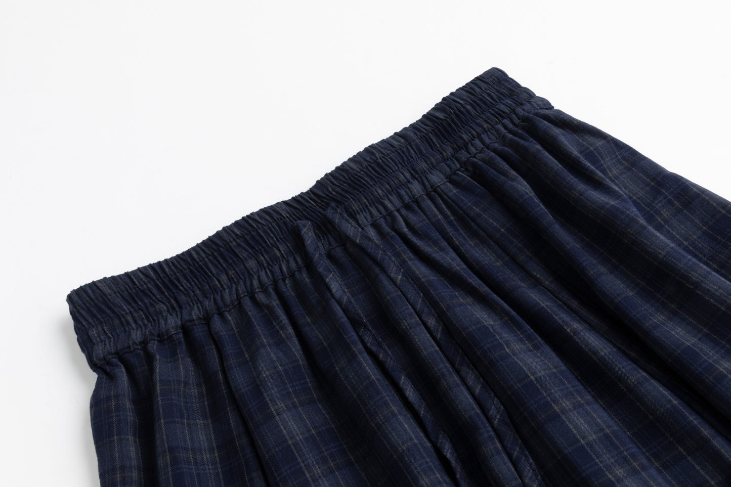 Plaid Skirt With Ruffle - Navy
