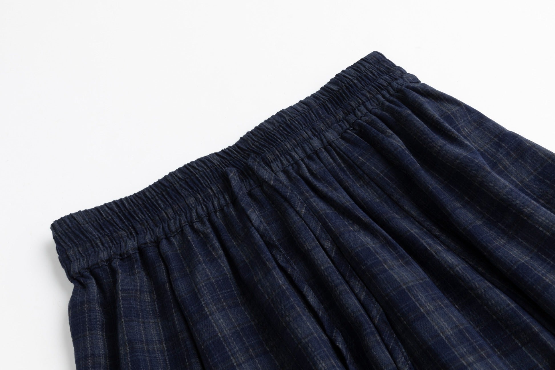 Plaid Skirt With Ruffle - Navy