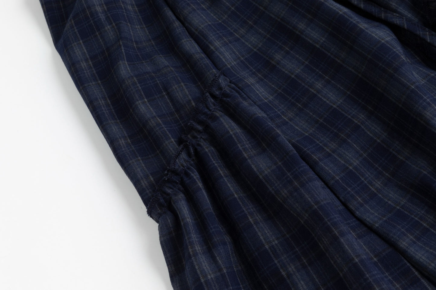 Plaid Skirt With Ruffle - Navy