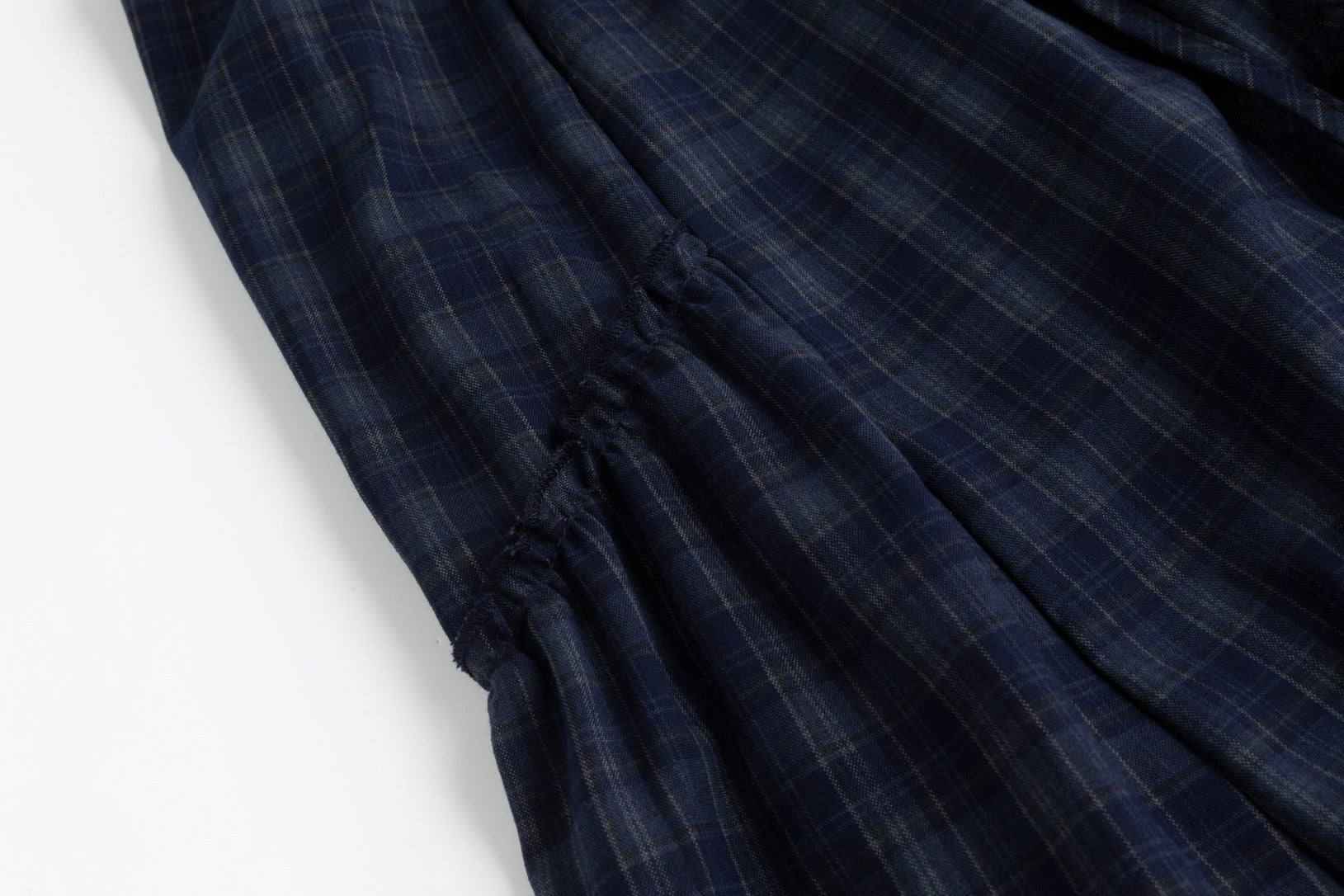 Plaid Skirt With Ruffle - Navy