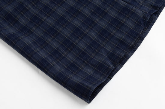 Plaid Skirt With Ruffle - Navy