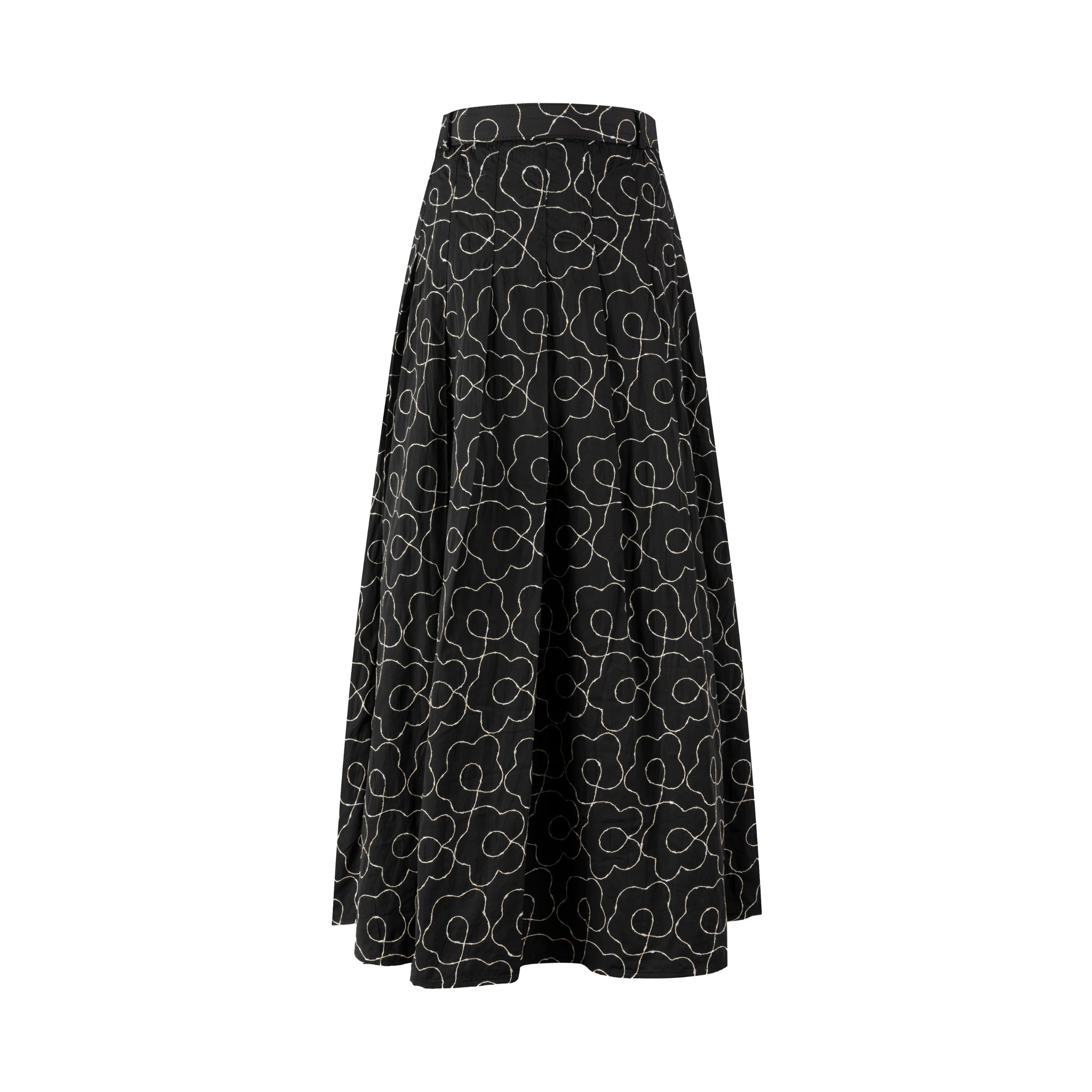 Black And Cream Embroidered Puffer Skirt