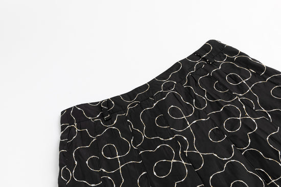 Black And Cream Embroidered Puffer Skirt