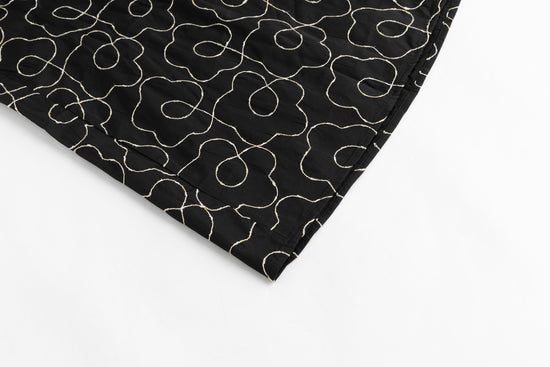 Black And Cream Embroidered Puffer Skirt