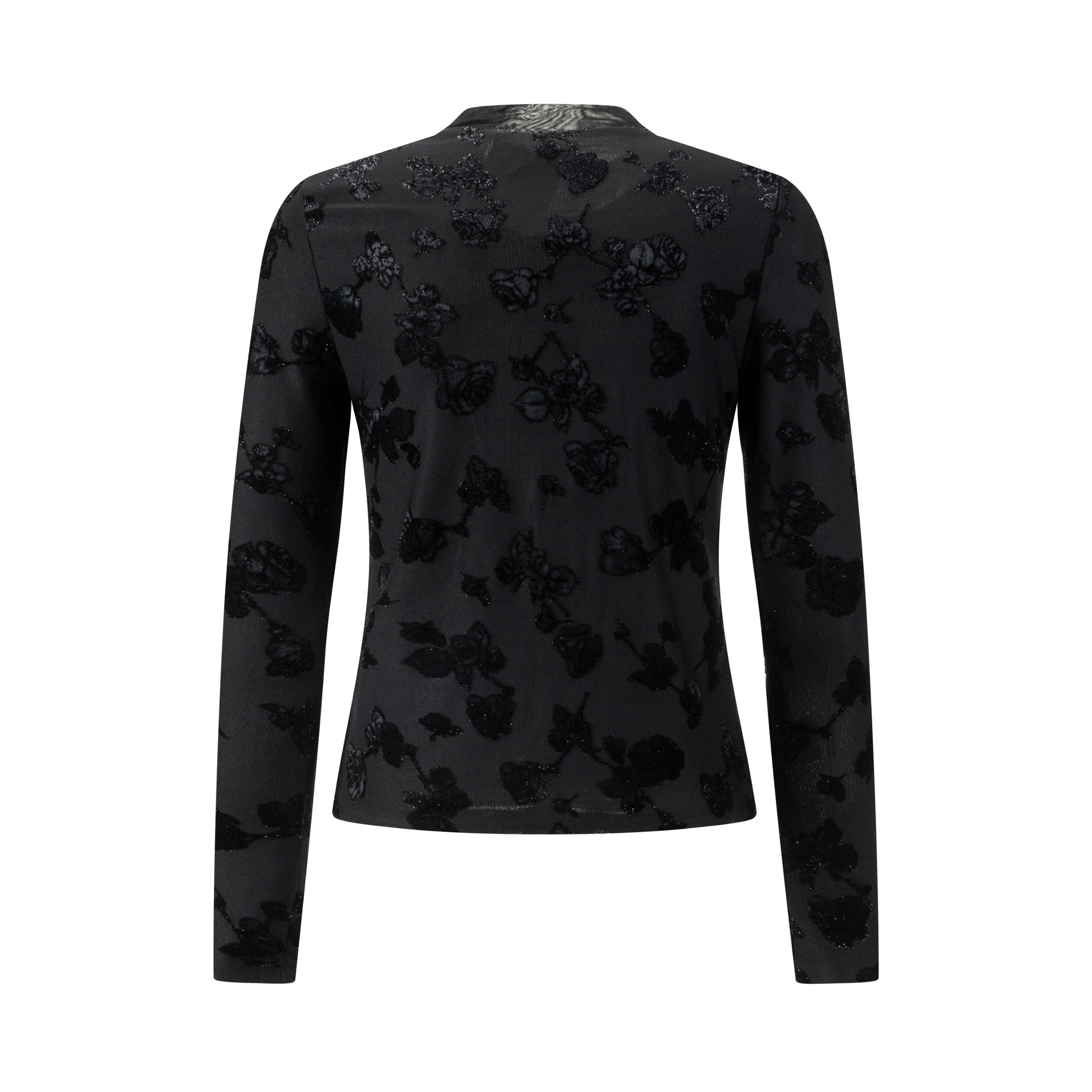 Black Shimmer Cut Velvet Mock Neck Top