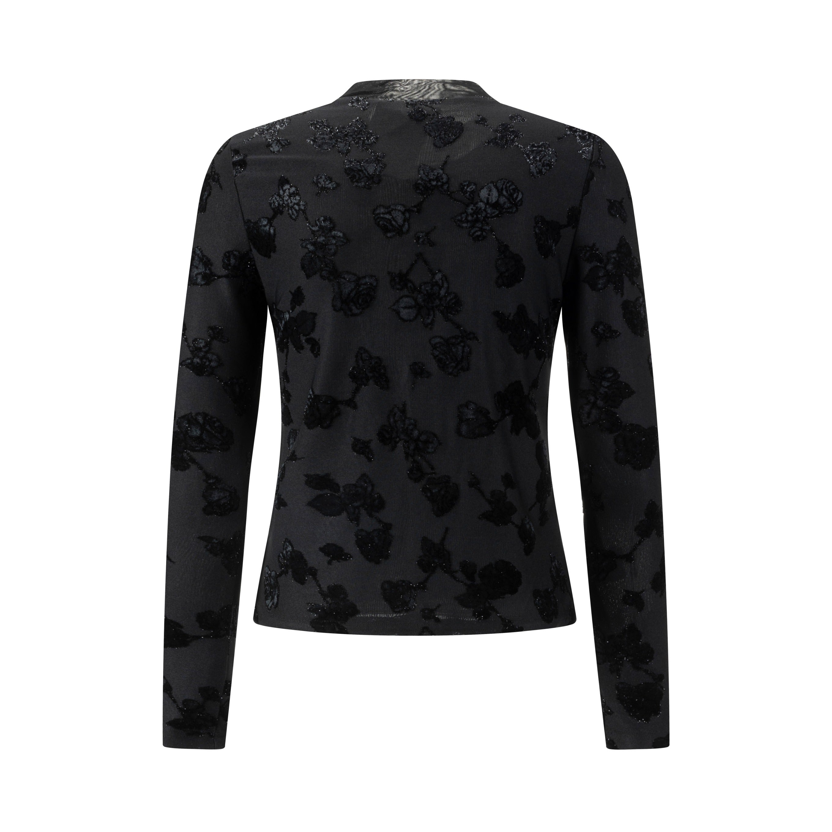 Black Shimmer Cut Velvet Mock Neck Top