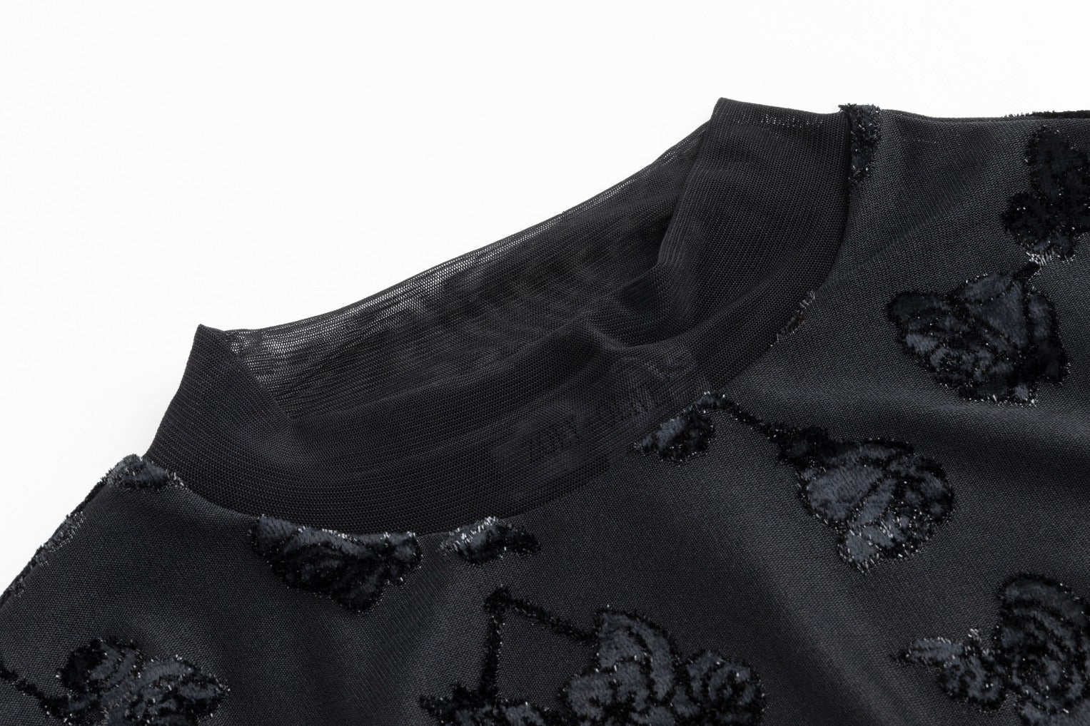 Black Shimmer Cut Velvet Mock Neck Top