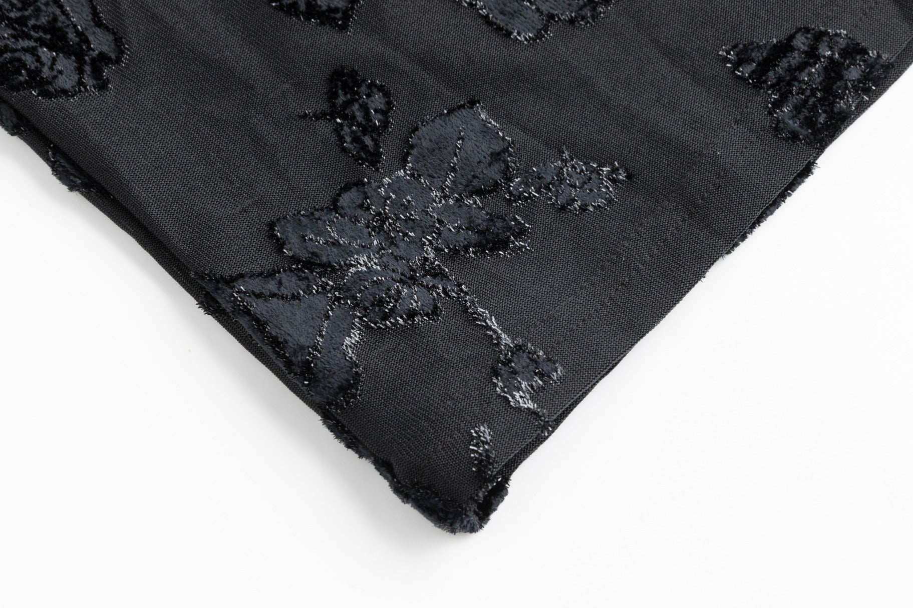 Black Shimmer Cut Velvet Mock Neck Top