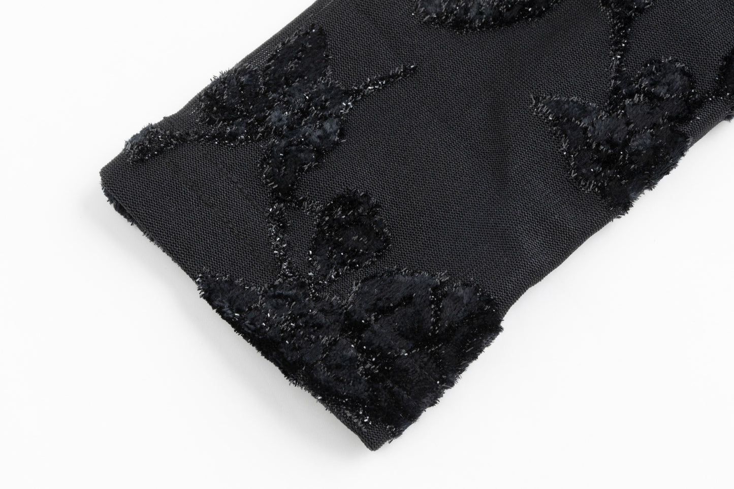 Black Shimmer Cut Velvet Mock Neck Top