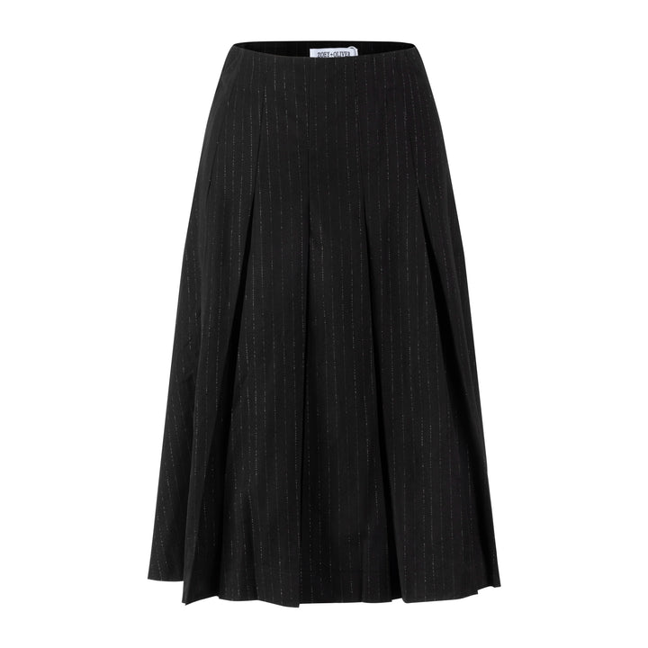 Metallic Pinstripe Box Pleated Skirt