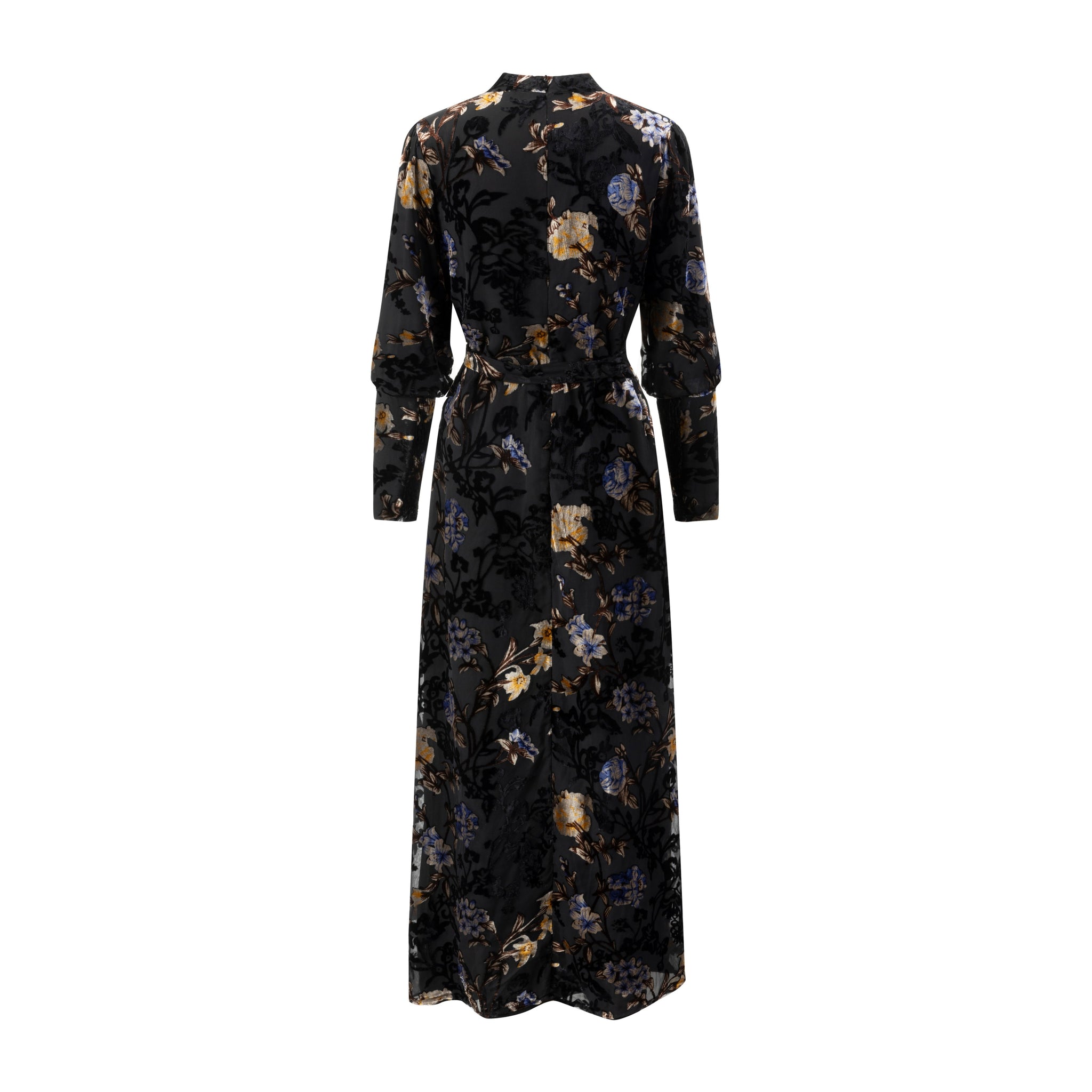 Black Thin Corduroy Butterfly Printed Dress