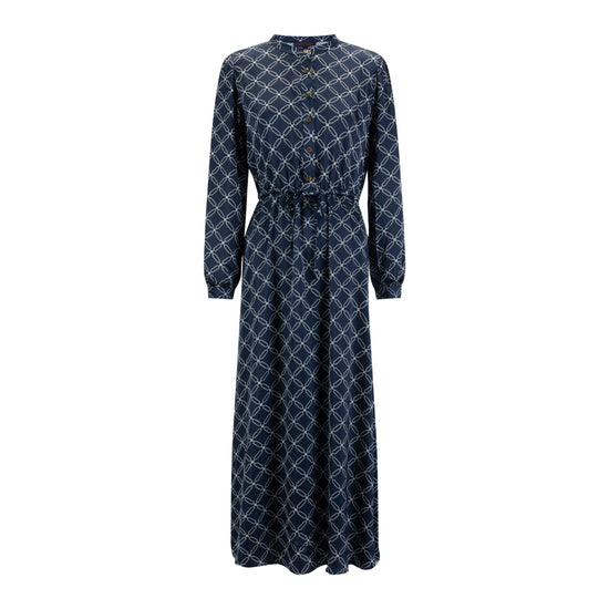 Blue And White Printed Silk Dress