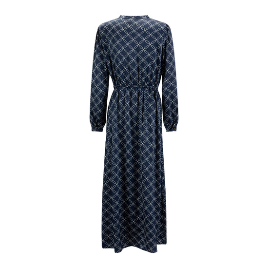 Blue And White Printed Silk Dress