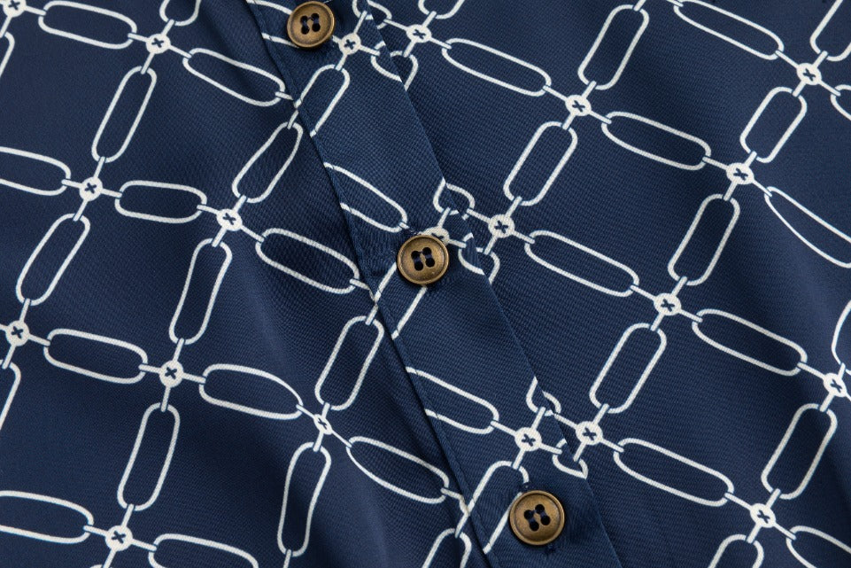 Blue And White Printed Silk Dress