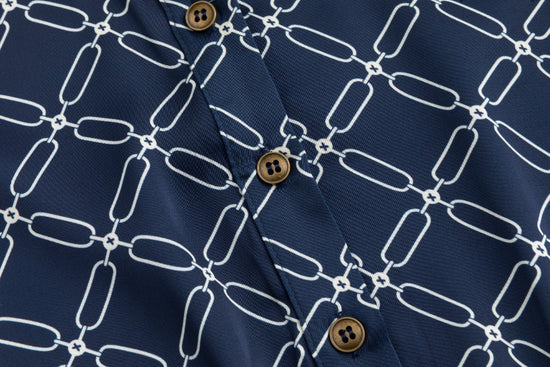 Blue And White Printed Silk Dress