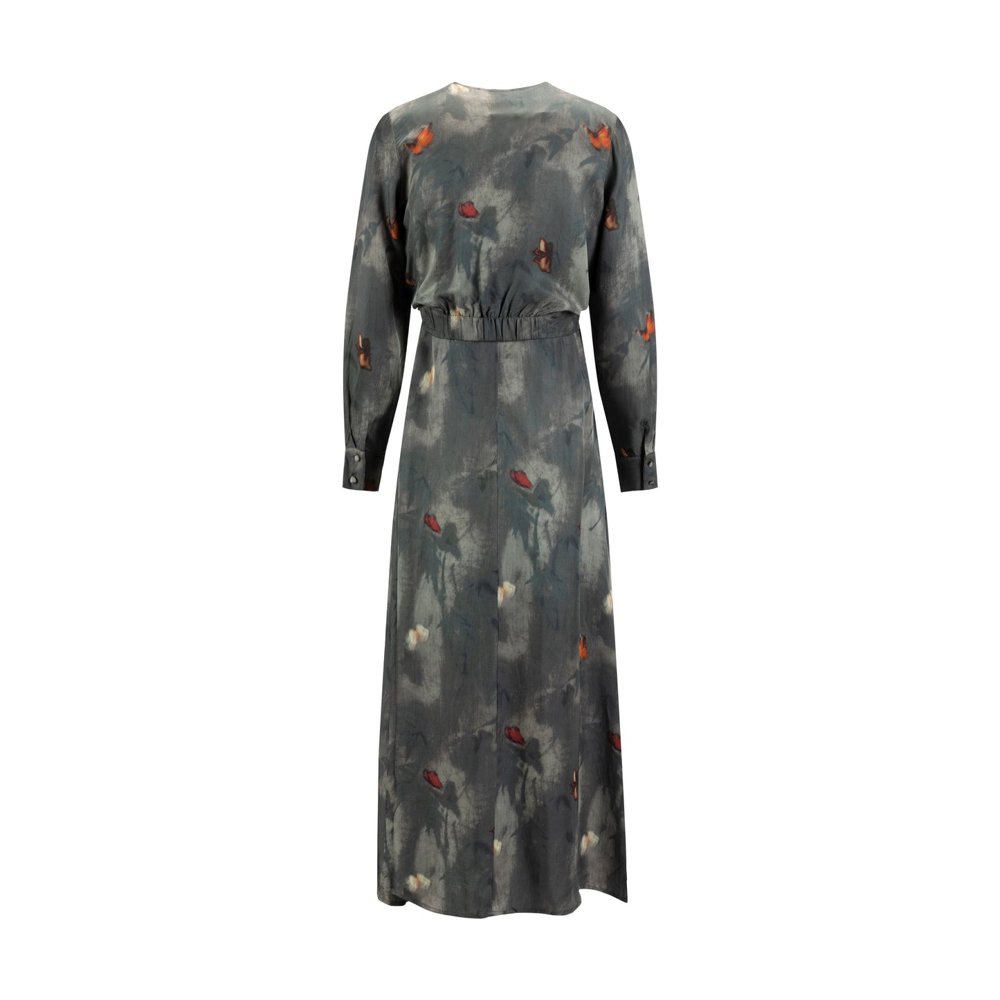 Grey And Orange Abstract Overlay Dress