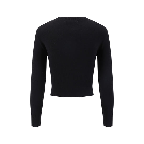 Burgundy Knit Cardigan With Pink And Green Embroidery