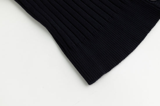 Ribbed Vest Wooden Buttons - Navy