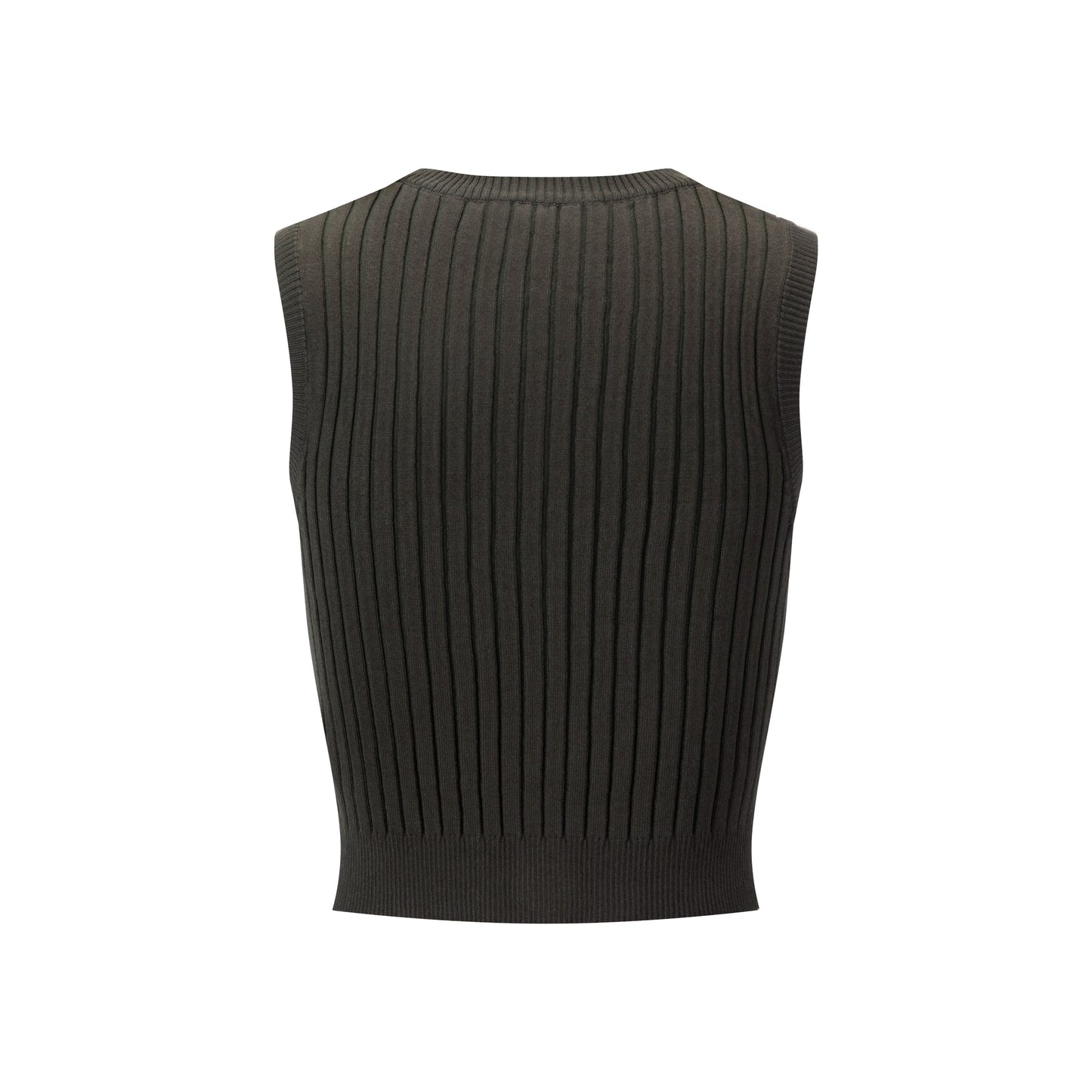 Ribbed Vest Wooden Buttons - Sage