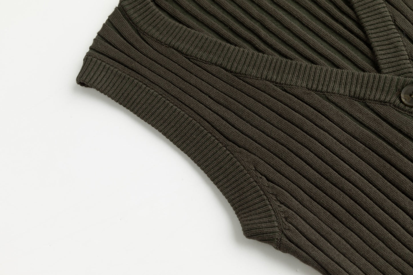 Ribbed Vest Wooden Buttons - Sage