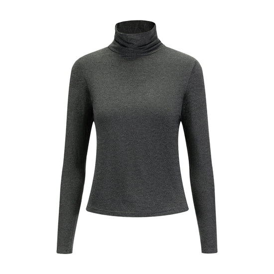 Flat Mock Neck - Heather Grey