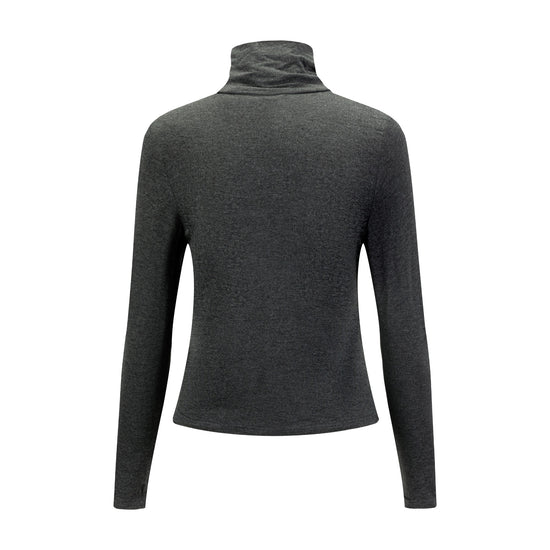 Flat Mock Neck - Heather Grey