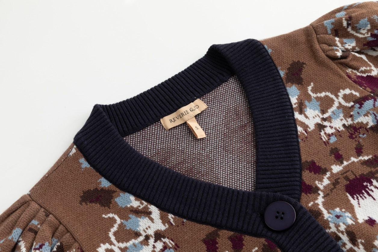Floral Cardigan - Brown