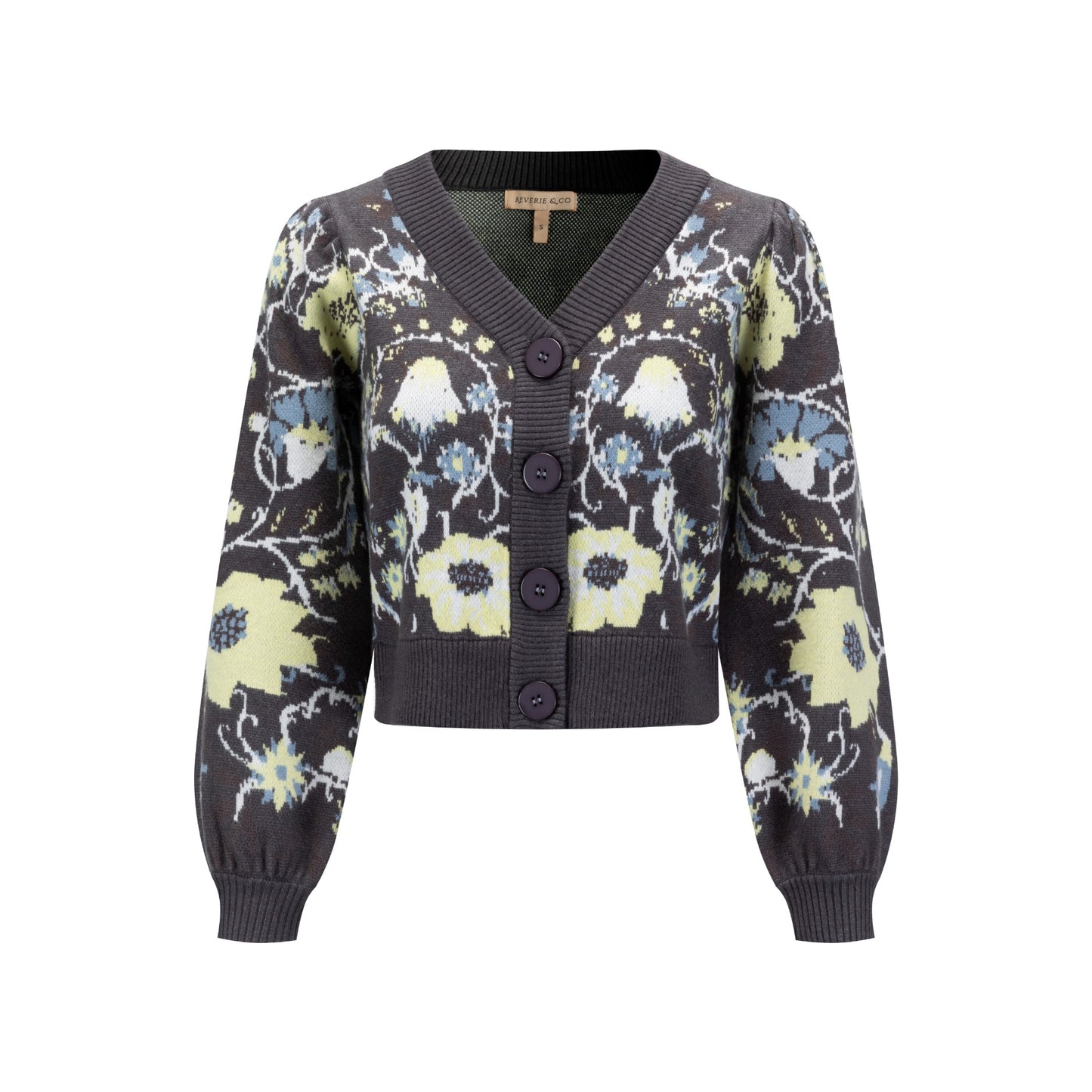Floral Cardigan - Heather Grey