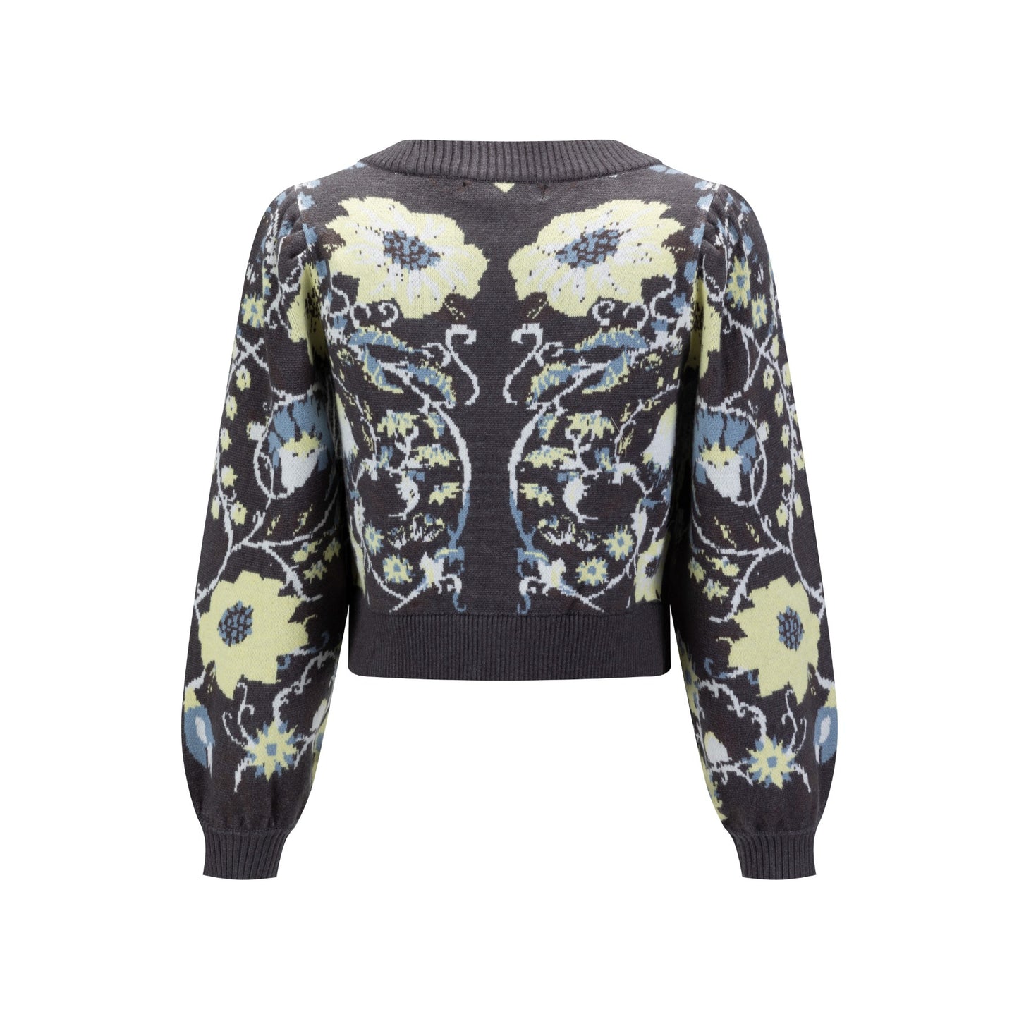 Floral Cardigan - Heather Grey