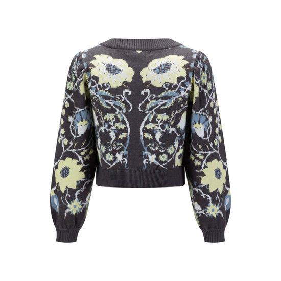Floral Cardigan - Heather Grey