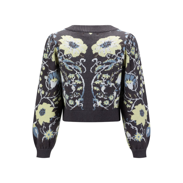 Floral Cardigan - Heather Grey