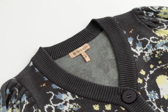 Floral Cardigan - Heather Grey
