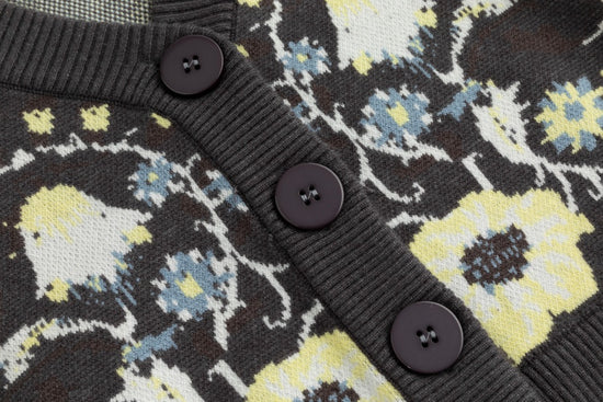 Floral Cardigan - Heather Grey