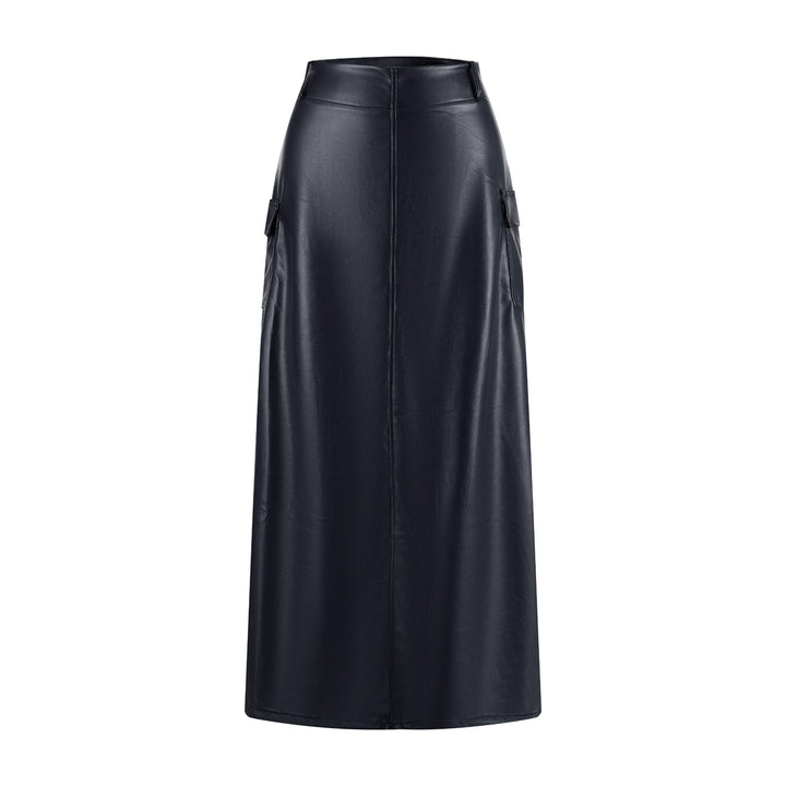 Leather Skirt - Navy