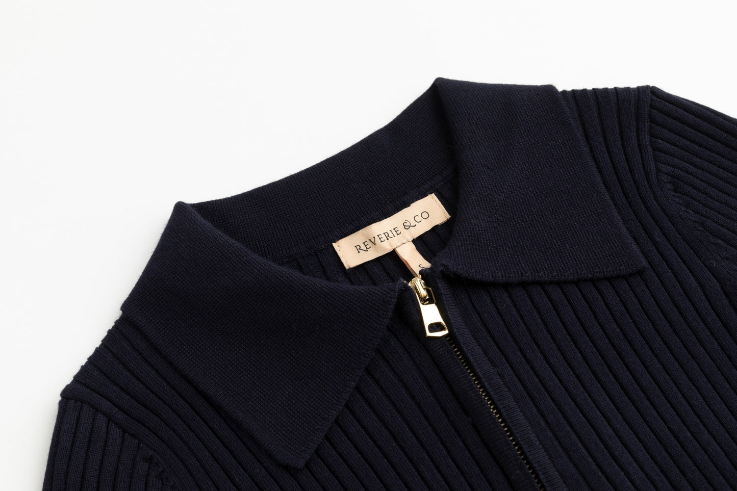 Multi Colored Striped Knit Shirt With Zipper - Navy