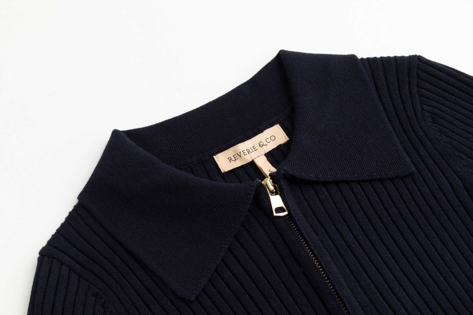 Multi Colored Striped Knit Shirt With Zipper - Navy