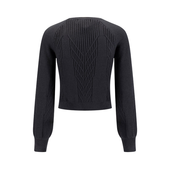 Cropped Textured Sweater - Heather Gray