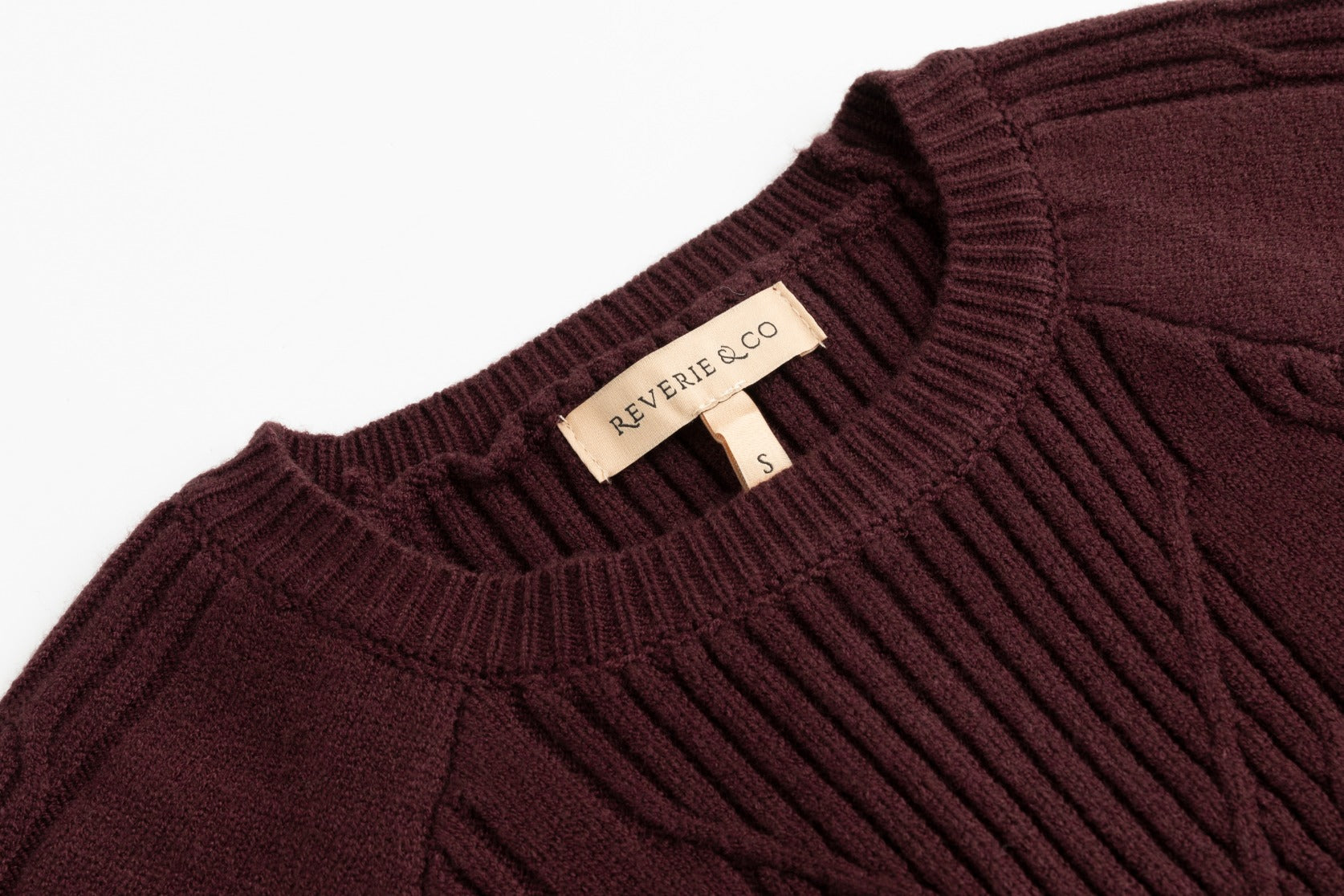 Cropped Textured Sweater - Burgundy