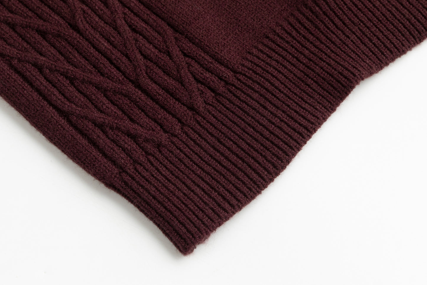 Cropped Textured Sweater - Burgundy