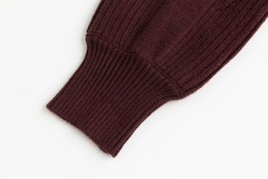 Cropped Textured Sweater - Burgundy
