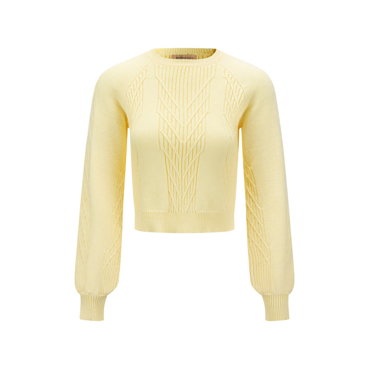 Cropped Textured Sweater - Butter Yellow