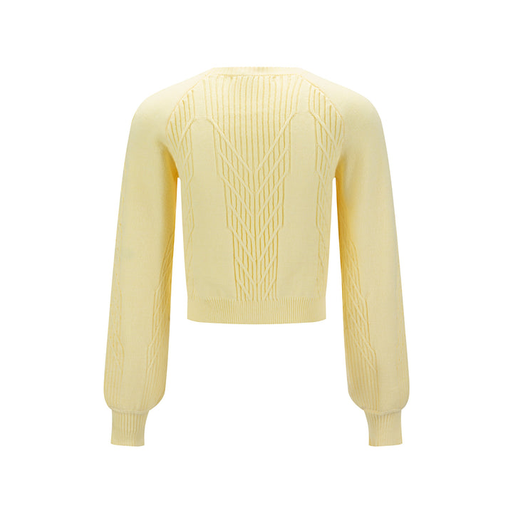 Cropped Textured Sweater - Butter Yellow