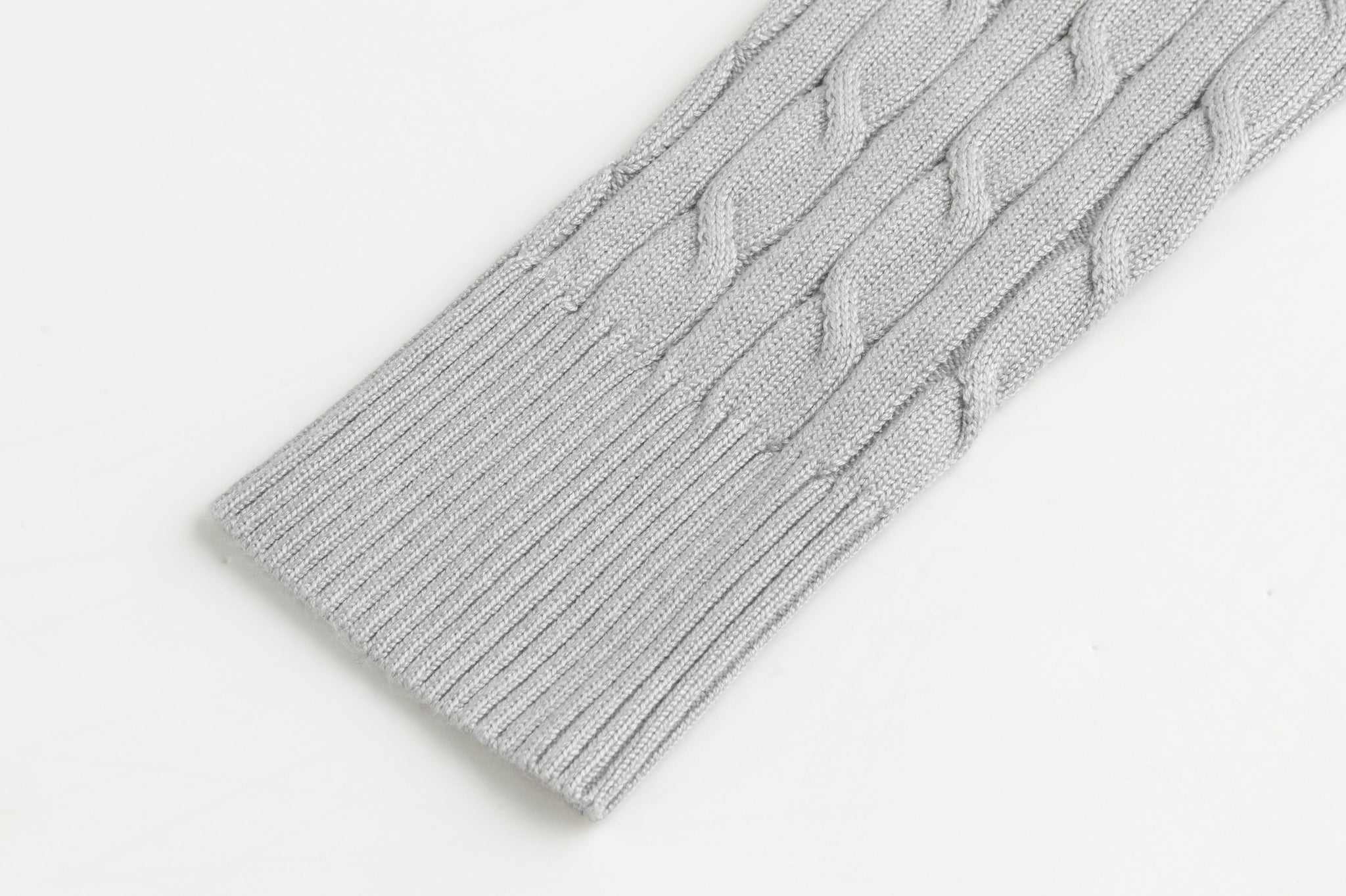 Cable Knit Sweater - Light Gray