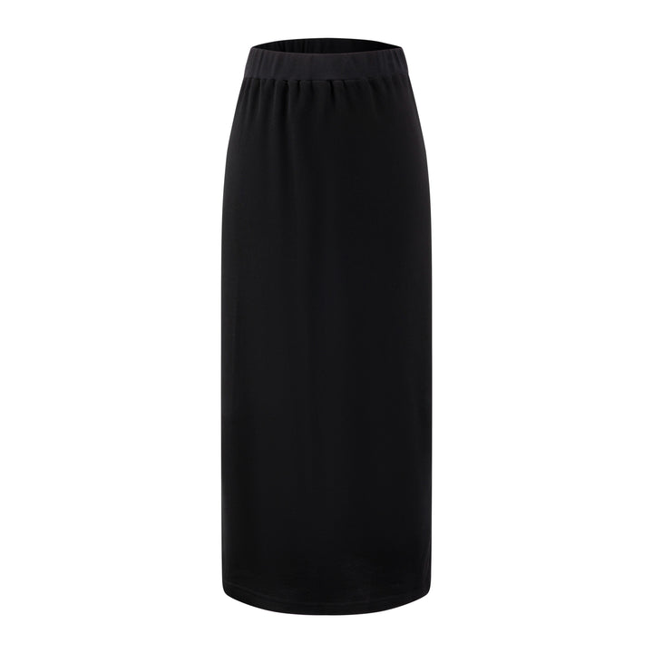 Black Raw Edge Straight Skirt