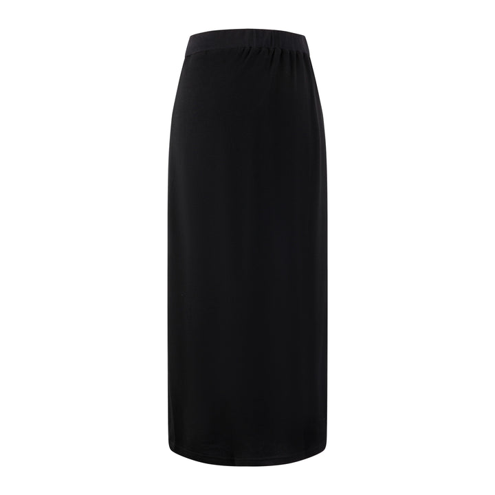 Black Raw Edge Straight Skirt