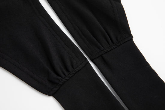 Mock Neck Panelled Wrap Top - Black
