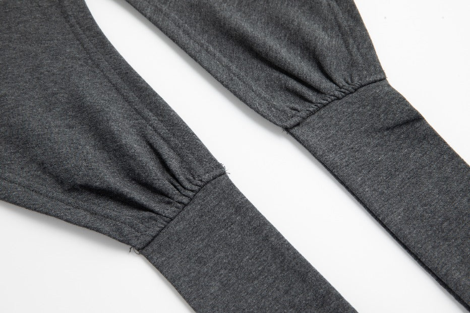 Mock Neck Paneled Wrap Top - Dark Heather Grey