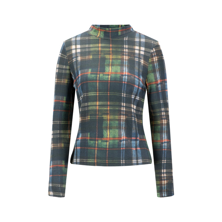 Plaid Mockneck