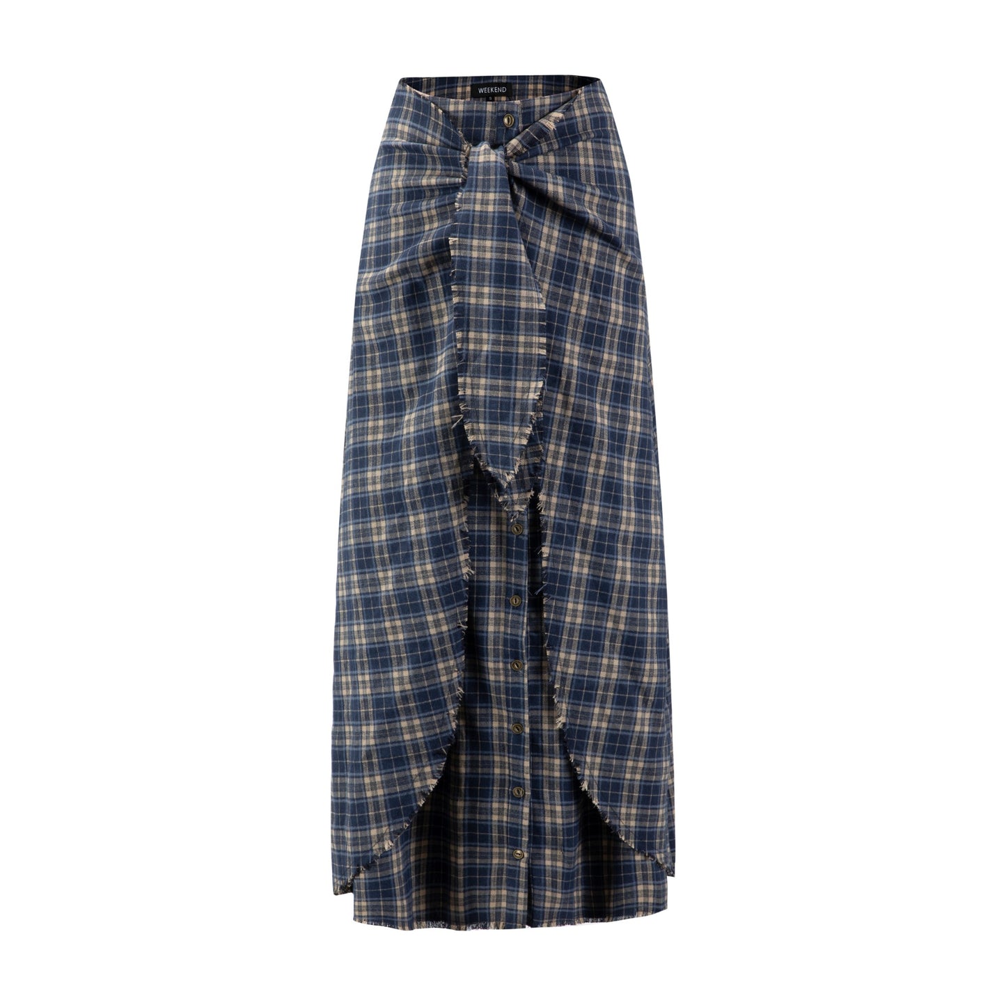 Plaid Tie Skirt - Blue