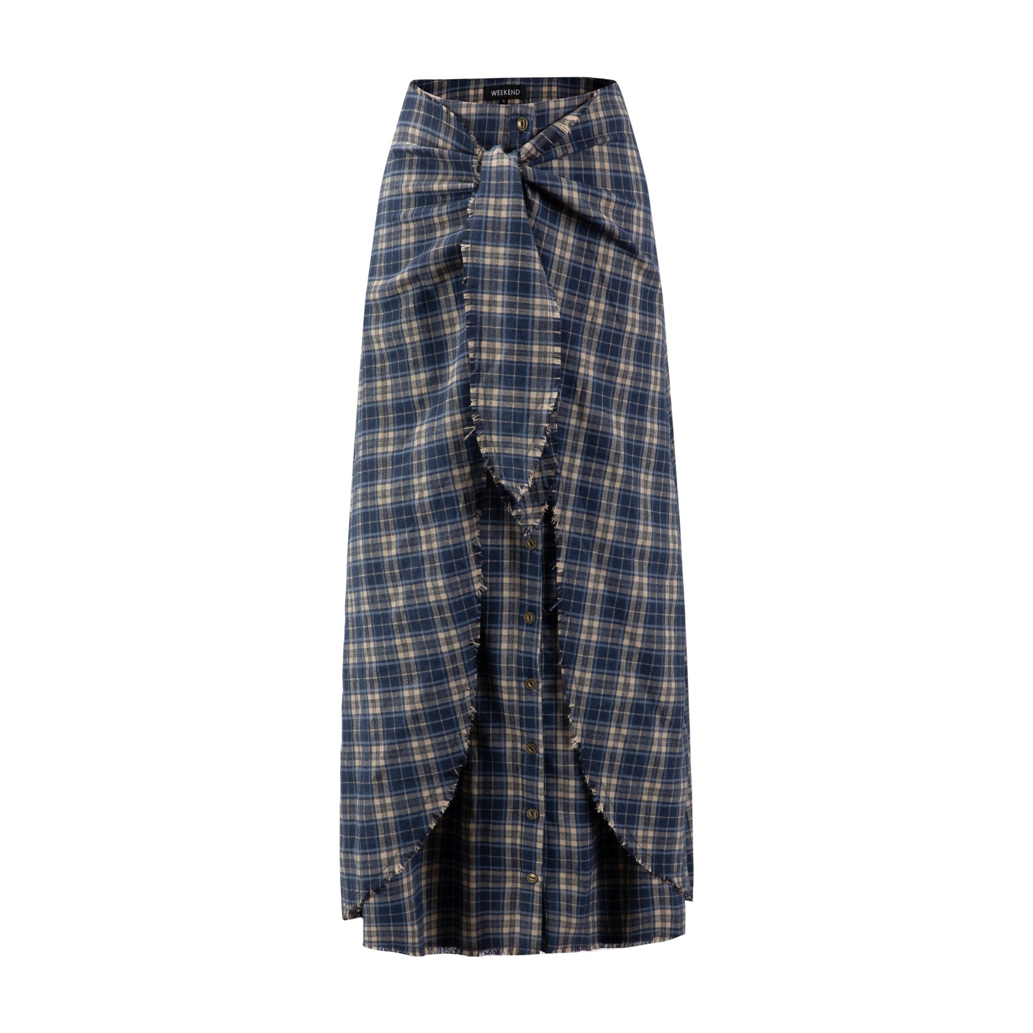 Plaid Tie Skirt - Blue